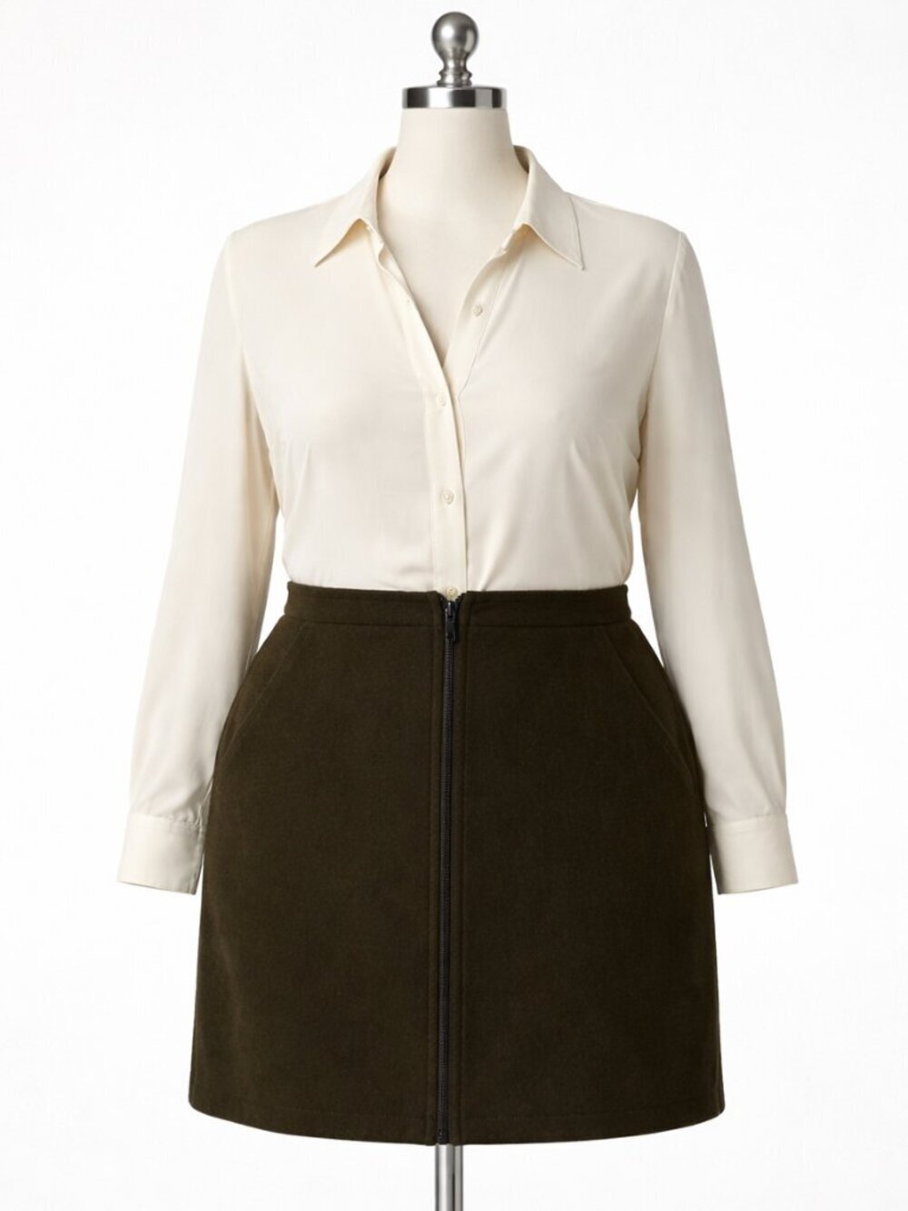 Lord & Taylor | Khaki Wool Blend Mini Skirt | Classic Preppy Style | Size 14